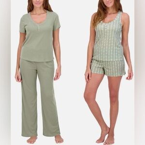 Live 2 Lounge Sage 4-Piece Pointelle Lounge Pajama Set – XL